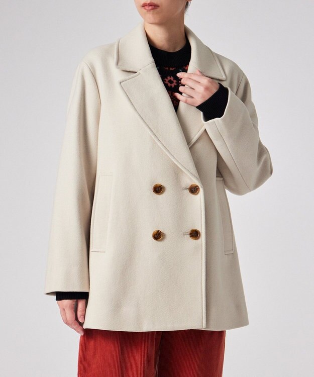 Paul Smith ウールカルゼ ショート ピーコート アイボリー