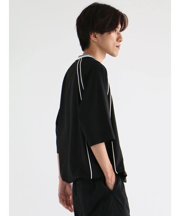 CRAFT STANDARD BOUTIQUE 接触冷感/UVカット/イージーケア/ストレッチ/ゲームシャツ-B Black