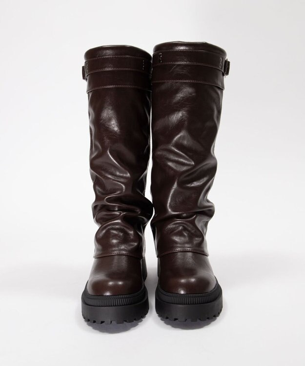 WEGO ベルトカバーロングブーツ ブラウン