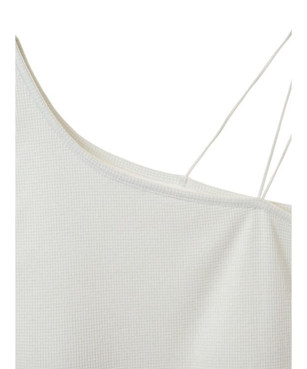 Green Parks カップ付きアシンメトリーラメタンクトップ Off White