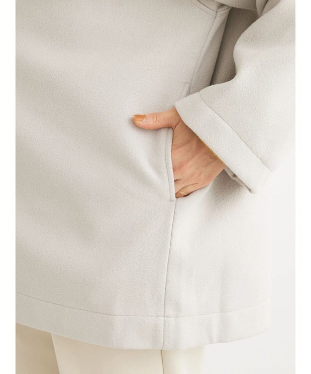 Green Parks 洗えるノーカラーショートコート Light Beige