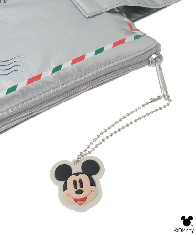 earth music&ecology 【予約】Disney/ミッキーチャーム付きレターモチーフポーチ シルバー