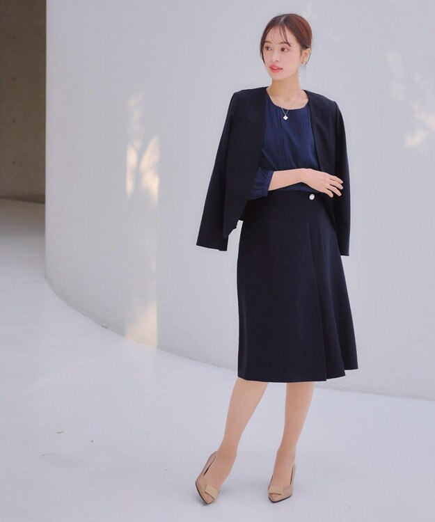 Tiaclasse L 【ダブルクロス・洗える】カラーレスジャケット ネイビー