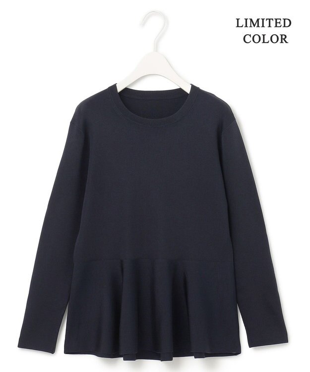 ICB 【洗える】シンセティックヤーン ペプラムニット ネイビー系［WEB限定］