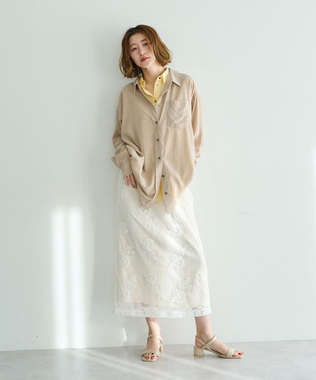 YECCA VECCA シアーレイヤードシャツ Beige