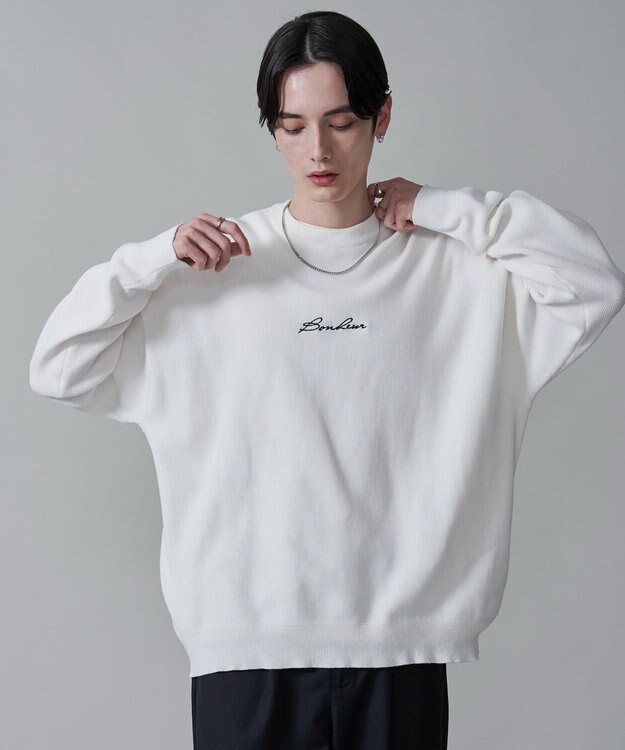 WEGO 【2点SET】アクセ付きワンポイントニットプルオーバー オフホワイト