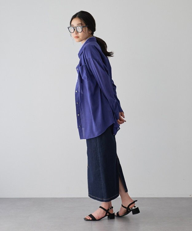 YECCA VECCA シアーレイヤードシャツ Blue