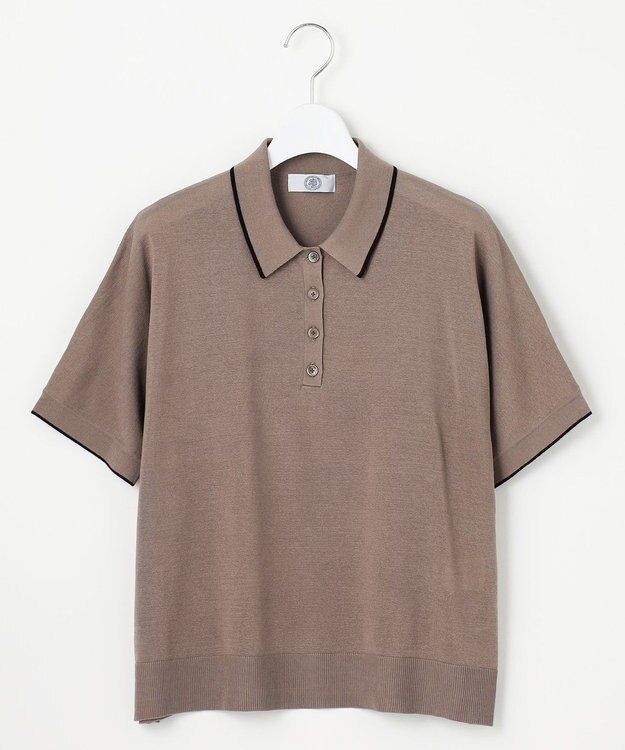 J.PRESS LADIES L 【洗える】ドライコットン ポロ ニット モカ系