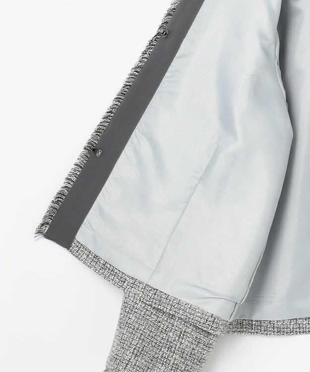 自由区 L 【17号サイズまで展開・カタログ掲載】ライトミックスツイード ジャケット グレー