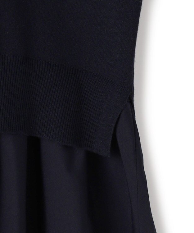 ICB レーヨンシルクストレッチブレンド ドッキングペプラムプルオーバー ネイビー