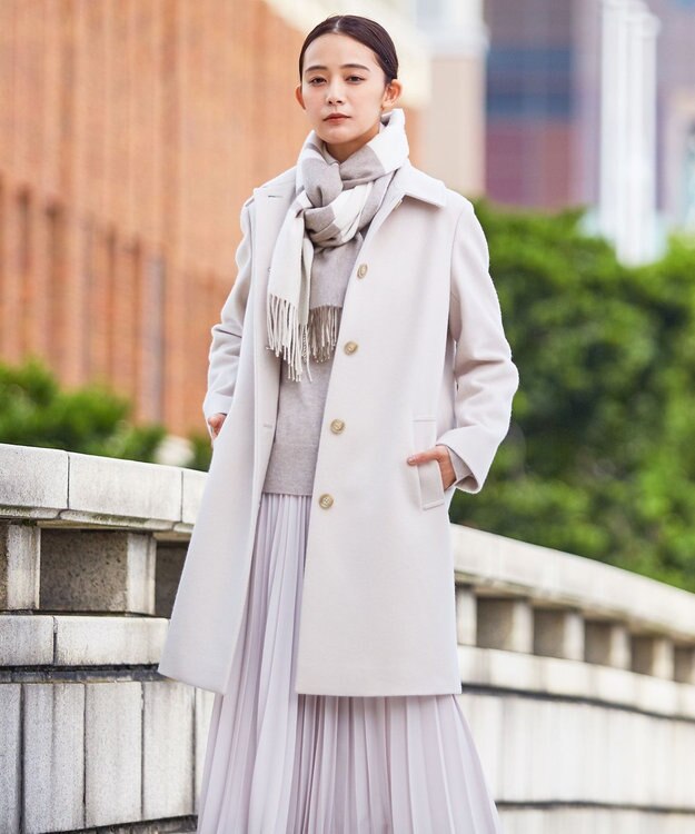 J.PRESS LADIES スーパー110S ショートビーバー ステンカラー コート ベージュ系