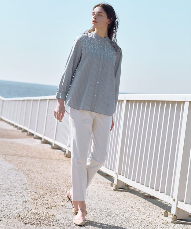 J.PRESS LADIES S 麻シェルドライ テーパード パンツ ナチュラル系