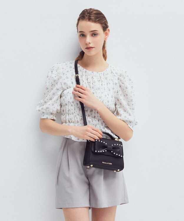Maison de FLEUR パールリボンバッグ Black