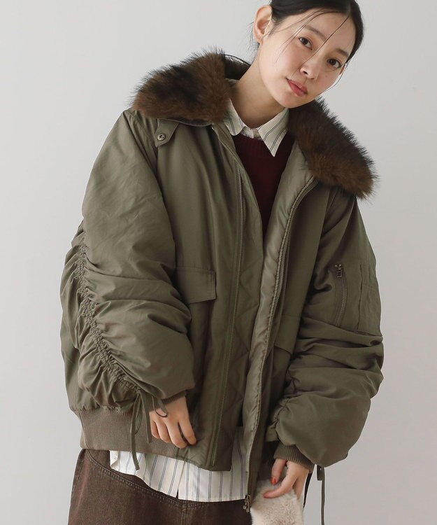 Green Parks ・ｓｗｉｎｇ　ｂｙ　ティペット付ミリタリーブルゾン Khaki