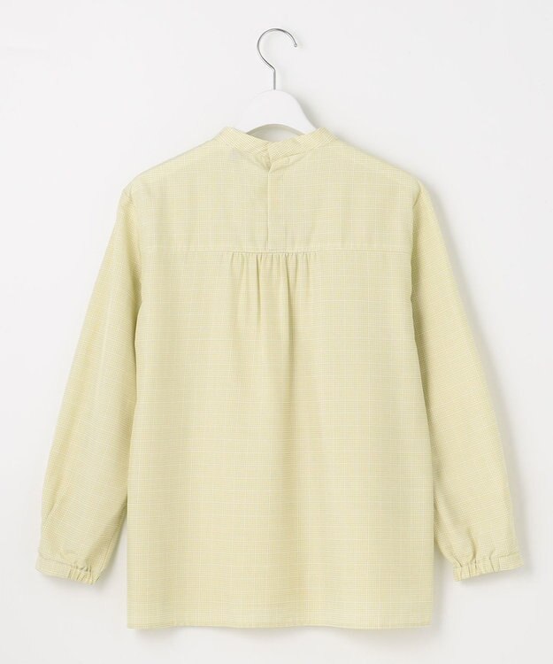 J.PRESS LADIES S 【洗える】セルロース チェック スタンドカラー ブラウス ピスタチオ系3