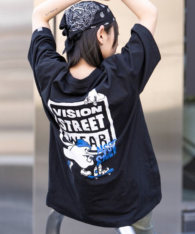 WEGO 【ユニセックス着用ITEM】別注VISIONボックスロゴゴーストスケーターT（SS） ブラック