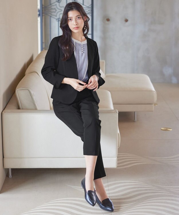 Tiaclasse L 【ダブルクロス・洗える】カラーレスジャケット ブラック