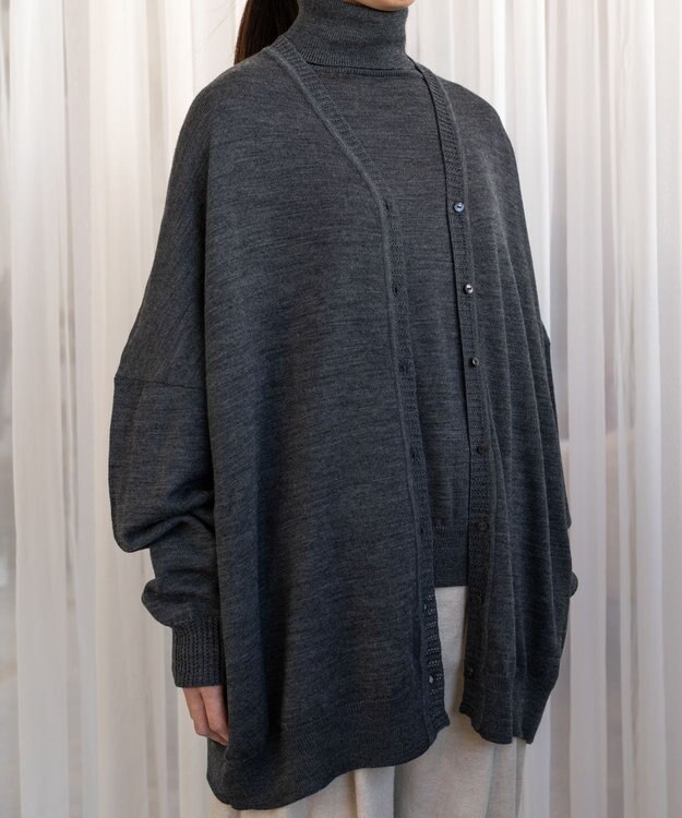 muuc エクストラファインメリノ・V襟オーバーサイズカーディガン グレー