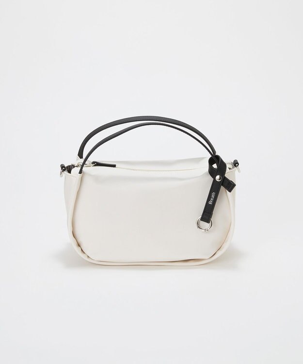 TOPKAPI 【Breath TOPKAPI】【撥水】ツヤ ナイロン ショルダー付き ラウンド トートバッグ クリーム