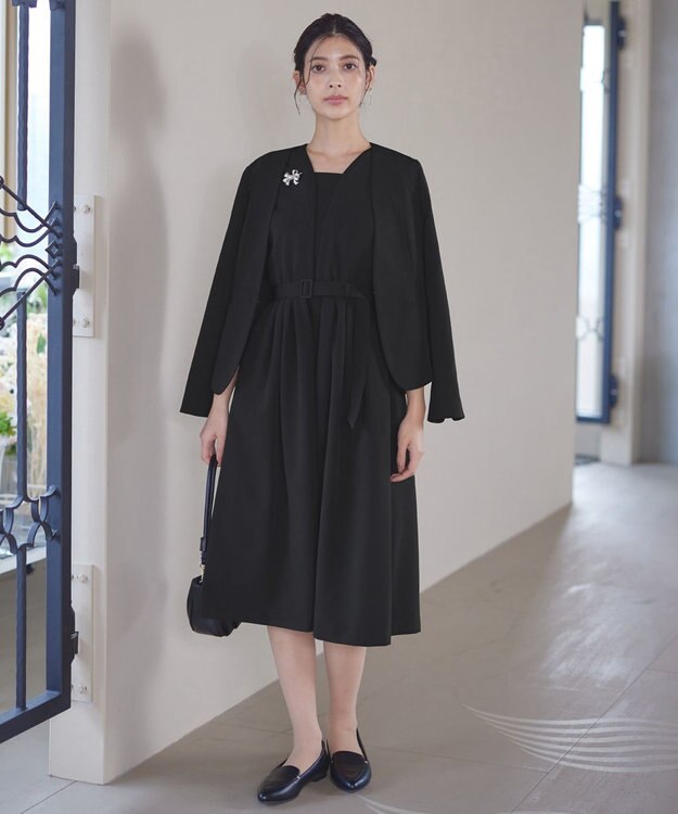 Tiaclasse L 【ダブルクロス・洗える】カラーレスジャケット ブラック