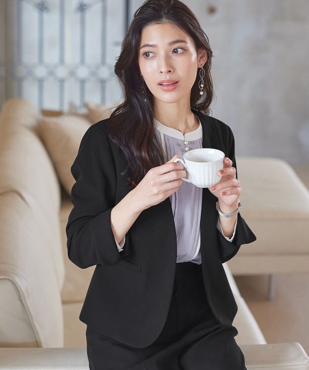 Tiaclasse L 【ダブルクロス・洗える】カラーレスジャケット ブラック