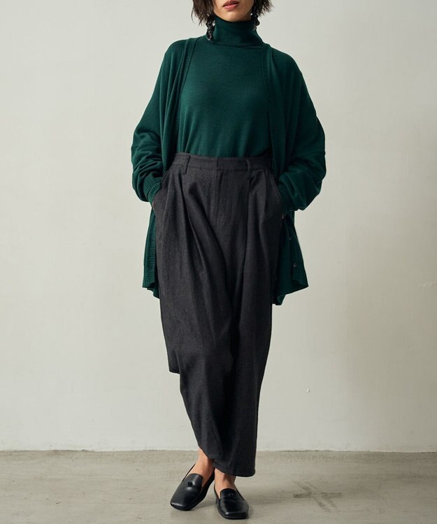 muuc エクストラファインメリノ・V襟オーバーサイズカーディガン グリーン