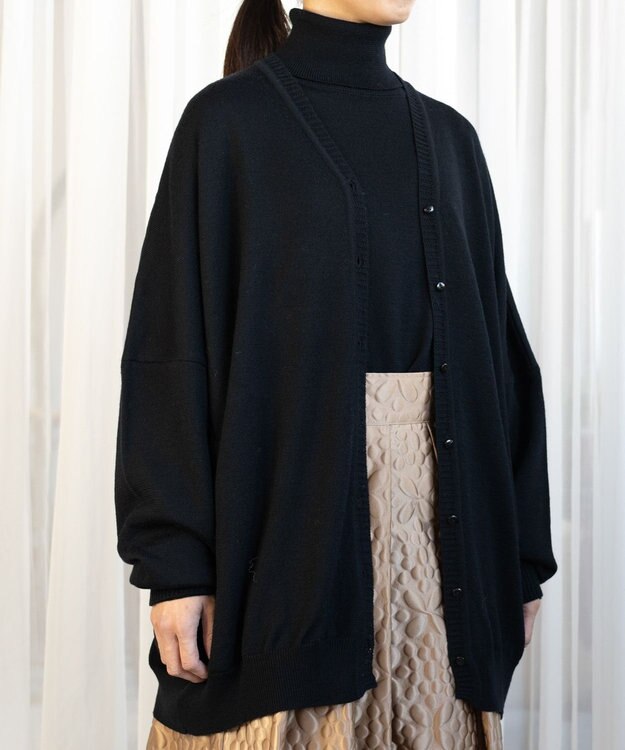 muuc エクストラファインメリノ・V襟オーバーサイズカーディガン ブラック