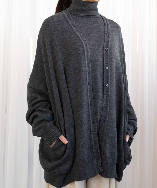 muuc エクストラファインメリノ・V襟オーバーサイズカーディガン グレー