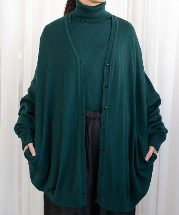 muuc エクストラファインメリノ・V襟オーバーサイズカーディガン グリーン