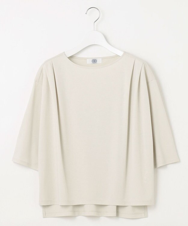 J.PRESS LADIES 【洗える・抗菌防臭・接触冷感・吸水速乾】ドライポンチ ボートネック カットソー ライトベージュ系