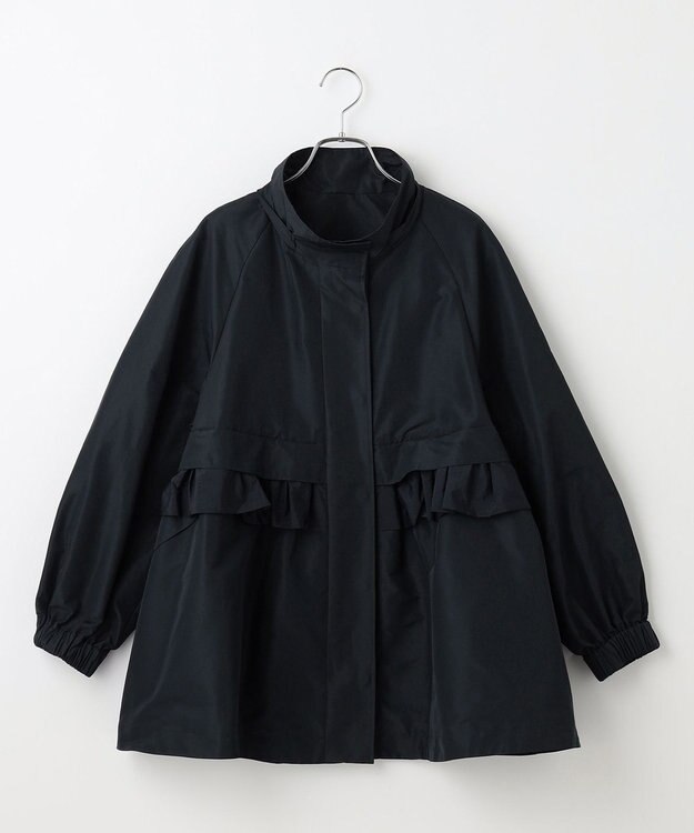 #Newans 【セレモニーにも】ラウンドフリルタフタブルゾン ネイビー