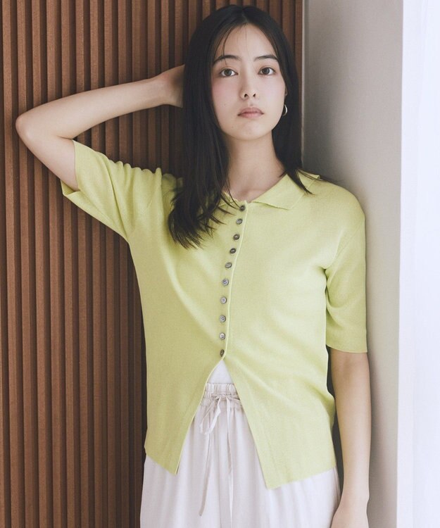 earth music&ecology 前後2WAYポロニット Light Green