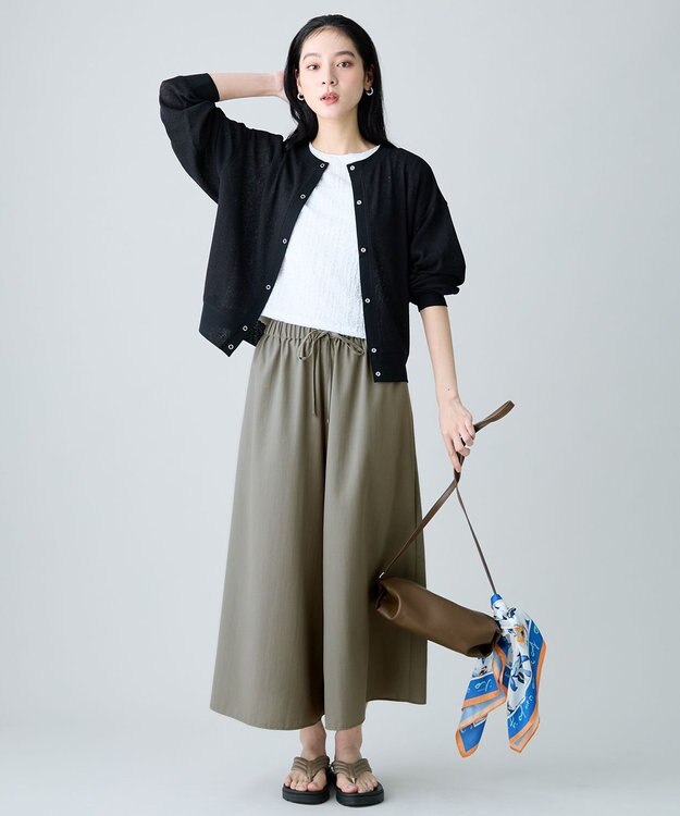 ANY シアーワッフルカーディガン ブラック