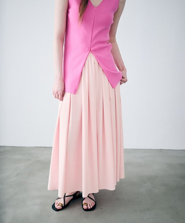 uncrave クールタッチカラータイプライター フレアスカート ピンク(WEB限定カラー）