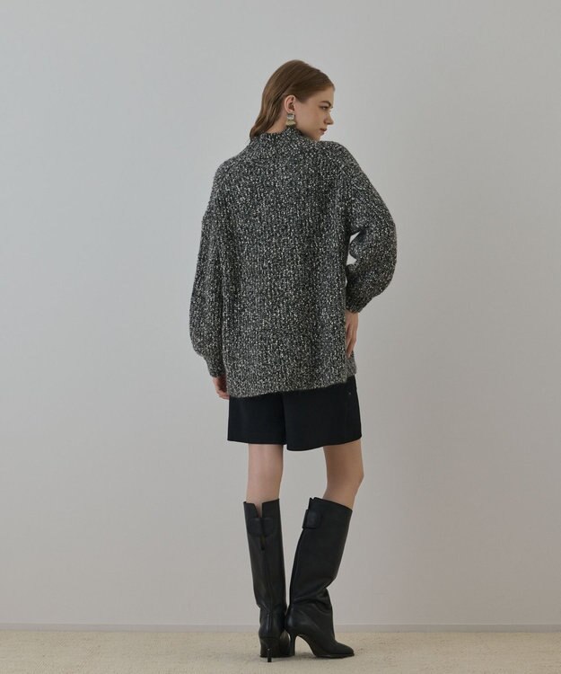 GRACE CONTINENTAL フリンジケープニットトップ ブラック