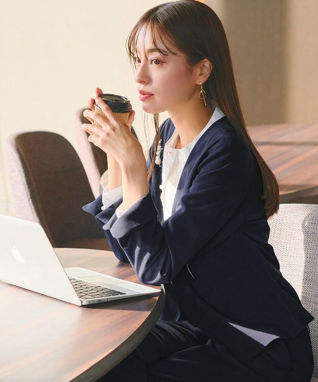 Tiaclasse L 【ダブルクロス・洗える】カラーレスジャケット ネイビー