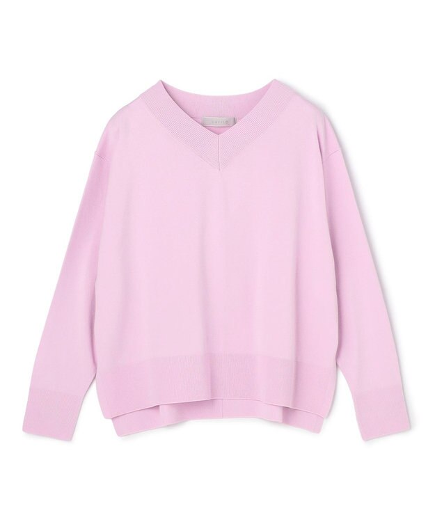 UNFILO L マイビューティニット Vネック ライラック