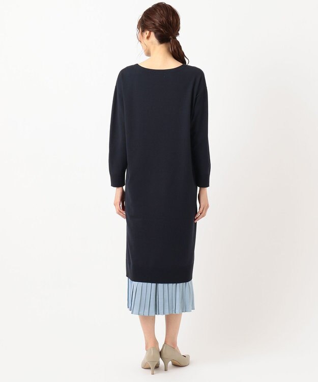 J.PRESS LADIES 【洗える】ワンピ＋プリーツスカート ツインセットワンピース ネイビー系