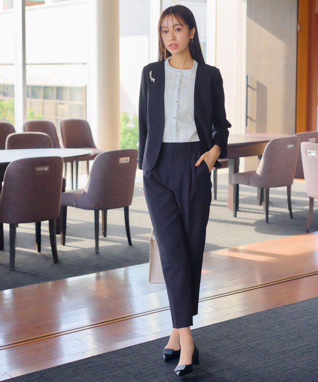 Tiaclasse L 【ダブルクロス・洗える】カラーレスジャケット ネイビー