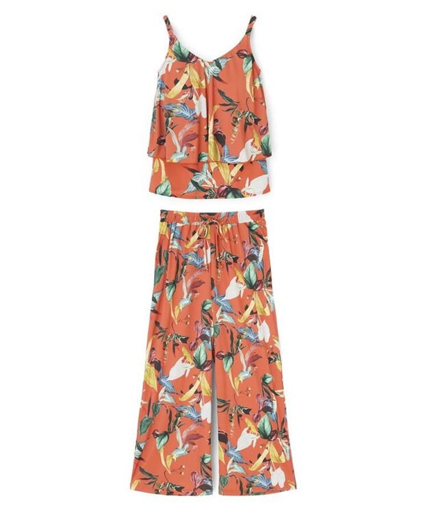 San-ai Resort（三愛水着楽園） ロングパンツセット　13L・15L　【Coral veil（コーラルヴェール）】 オレンジ