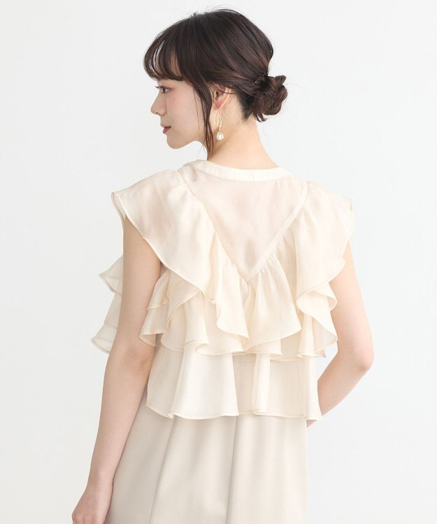 earth music&ecology SET2点フリルボレロ＋ナローワンピース ライトベージュ