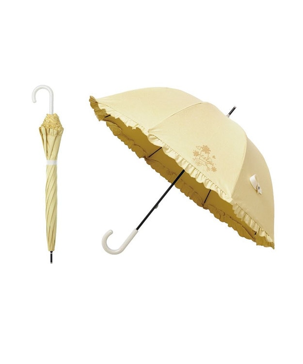 ジルスチュアート 晴雨兼用傘 折りたたみ日傘フリル ライトブルー - 小物