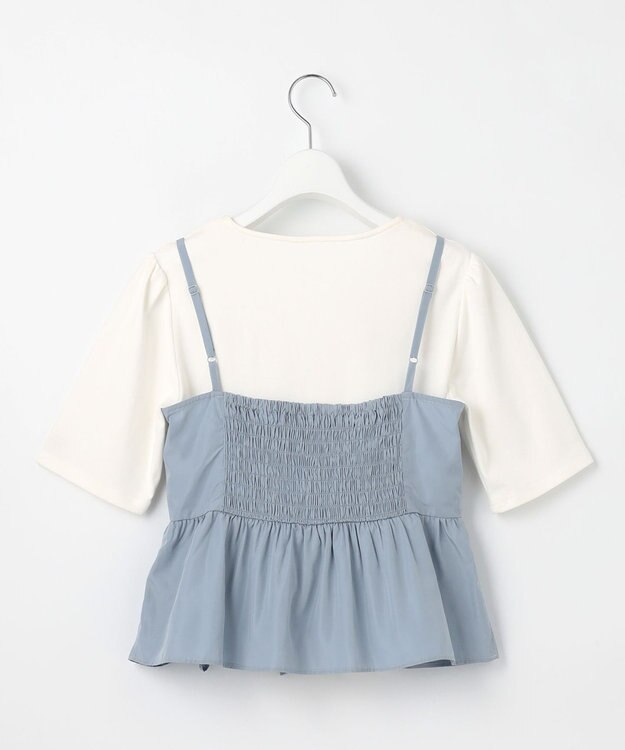 Feroux 【セットアップ対応・洗える】リボンタフタ ビスチェ カットソー ブルー系