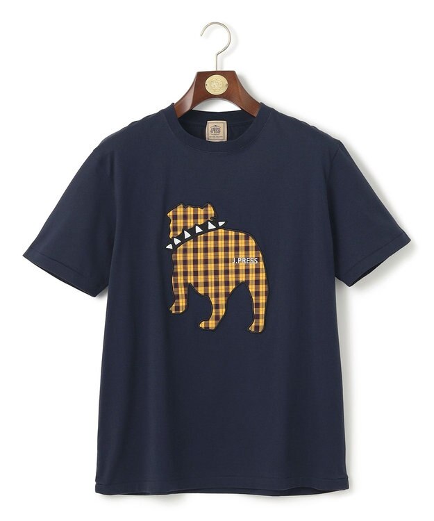 J.PRESS MEN 新色登場！【毎シーズン大好評】【UNISEX】ファブリックワッペン バックブルTシャツ ネイビー系