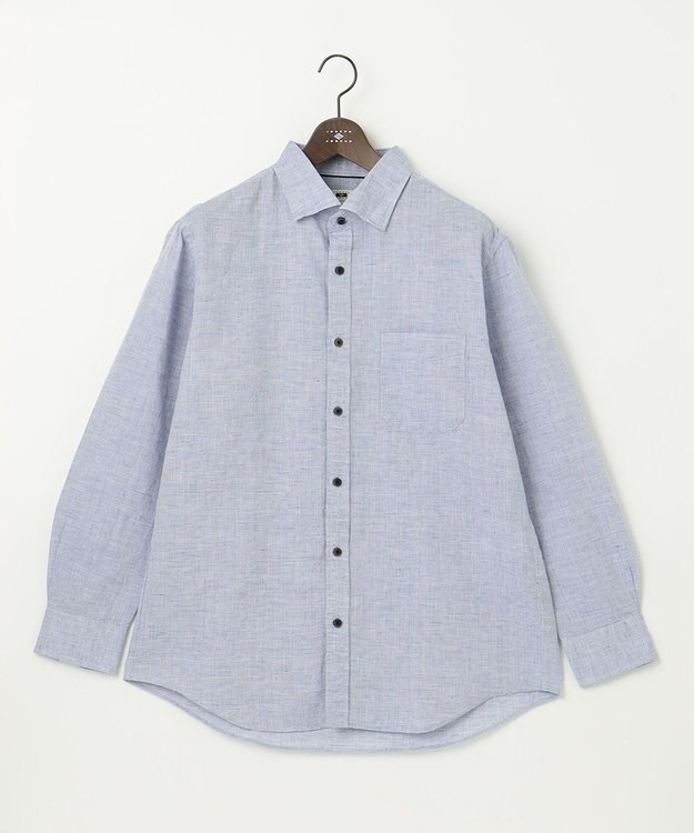 JOSEPH ABBOUD 【キングサイズ・カラー豊富/サステイナブル】リヨセルリネンサッカーシャツ ブルー系