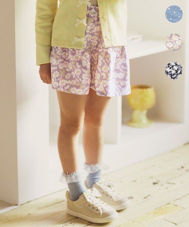 ANY KIDS 総柄フリル キュロット ラベンダー×マーガレット