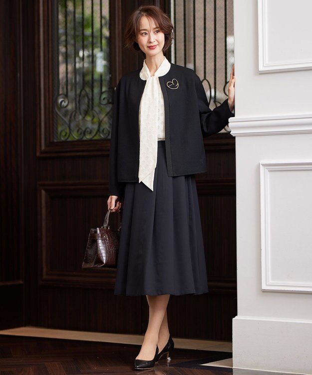 自由区 【XSサイズ～/洗える/リバーシブル】フラワーオパール リバーシブルスカート ネイビー系