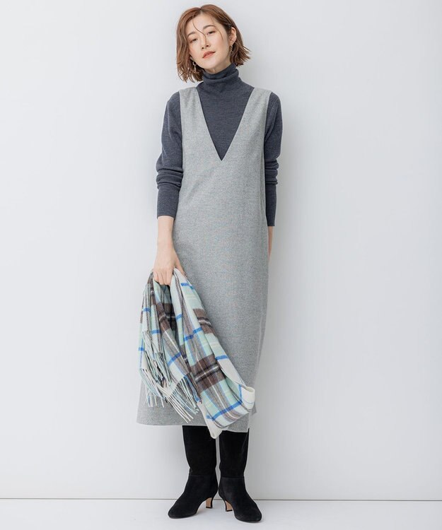 23区 シルクネップツイード ジャンパースカート ライトグレー系