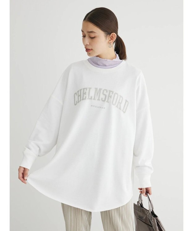 Green Parks ロゴ裏毛チュニック Off White