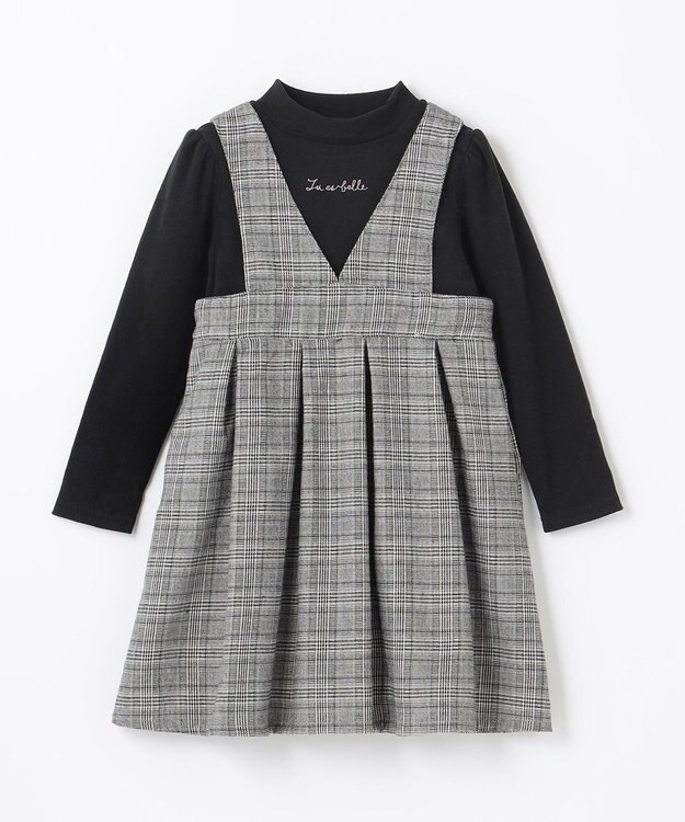 ANY KIDS ドッキングチェックワンピース モノトーン系